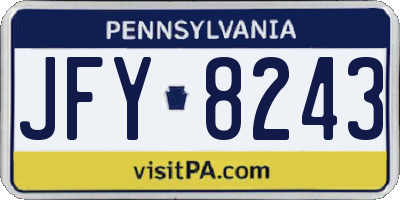 PA license plate JFY8243