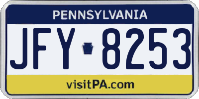 PA license plate JFY8253