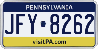 PA license plate JFY8262