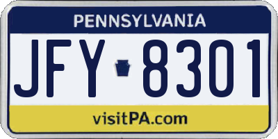 PA license plate JFY8301