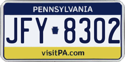 PA license plate JFY8302
