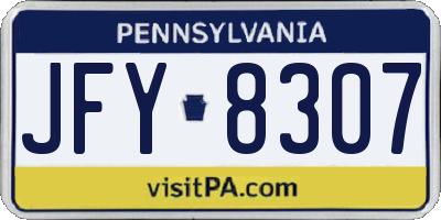 PA license plate JFY8307