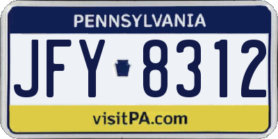 PA license plate JFY8312
