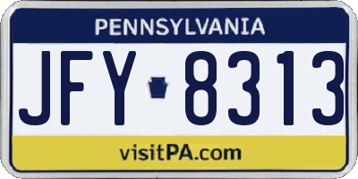 PA license plate JFY8313