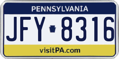 PA license plate JFY8316