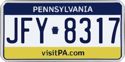 PA license plate JFY8317