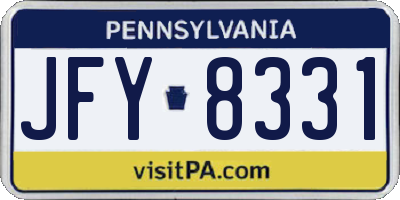 PA license plate JFY8331