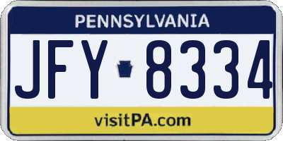PA license plate JFY8334