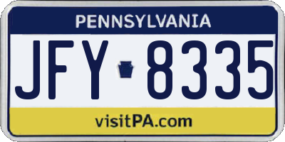 PA license plate JFY8335