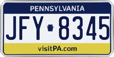 PA license plate JFY8345