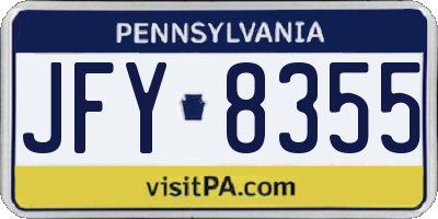 PA license plate JFY8355