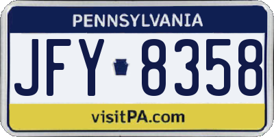 PA license plate JFY8358