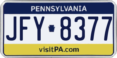 PA license plate JFY8377