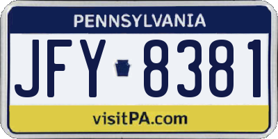 PA license plate JFY8381