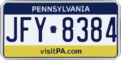 PA license plate JFY8384