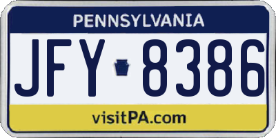 PA license plate JFY8386
