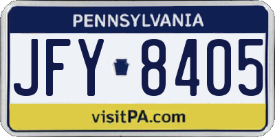 PA license plate JFY8405