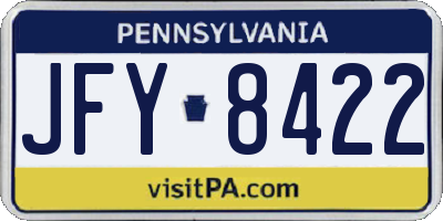 PA license plate JFY8422