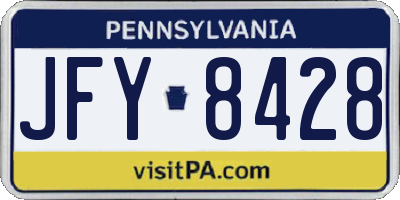 PA license plate JFY8428