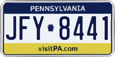 PA license plate JFY8441