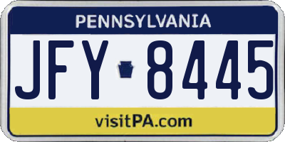 PA license plate JFY8445