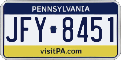PA license plate JFY8451