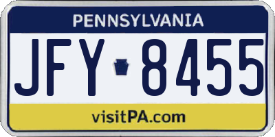 PA license plate JFY8455