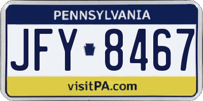 PA license plate JFY8467