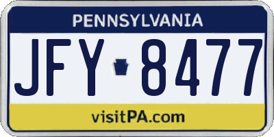 PA license plate JFY8477