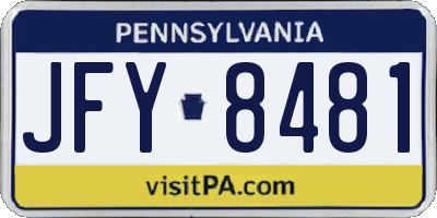 PA license plate JFY8481