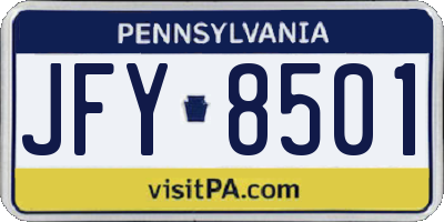 PA license plate JFY8501