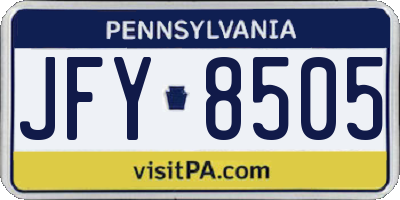 PA license plate JFY8505