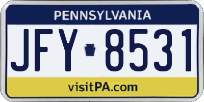 PA license plate JFY8531