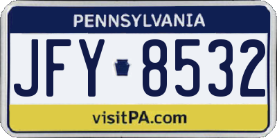 PA license plate JFY8532