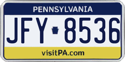 PA license plate JFY8536
