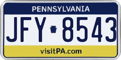 PA license plate JFY8543