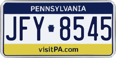 PA license plate JFY8545
