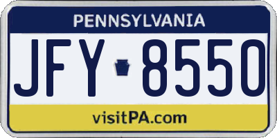 PA license plate JFY8550