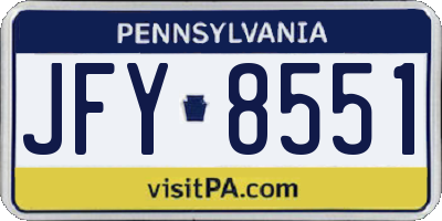 PA license plate JFY8551
