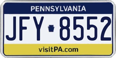 PA license plate JFY8552