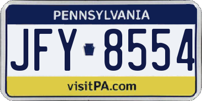PA license plate JFY8554