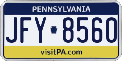 PA license plate JFY8560