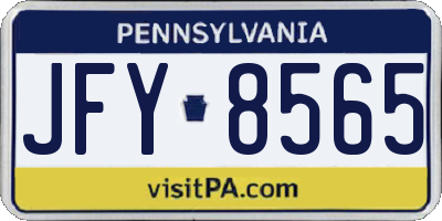PA license plate JFY8565