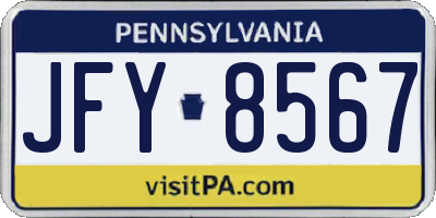 PA license plate JFY8567
