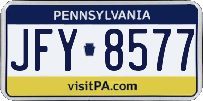 PA license plate JFY8577