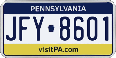 PA license plate JFY8601