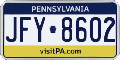 PA license plate JFY8602