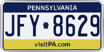 PA license plate JFY8629