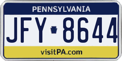 PA license plate JFY8644