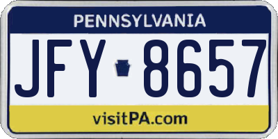 PA license plate JFY8657